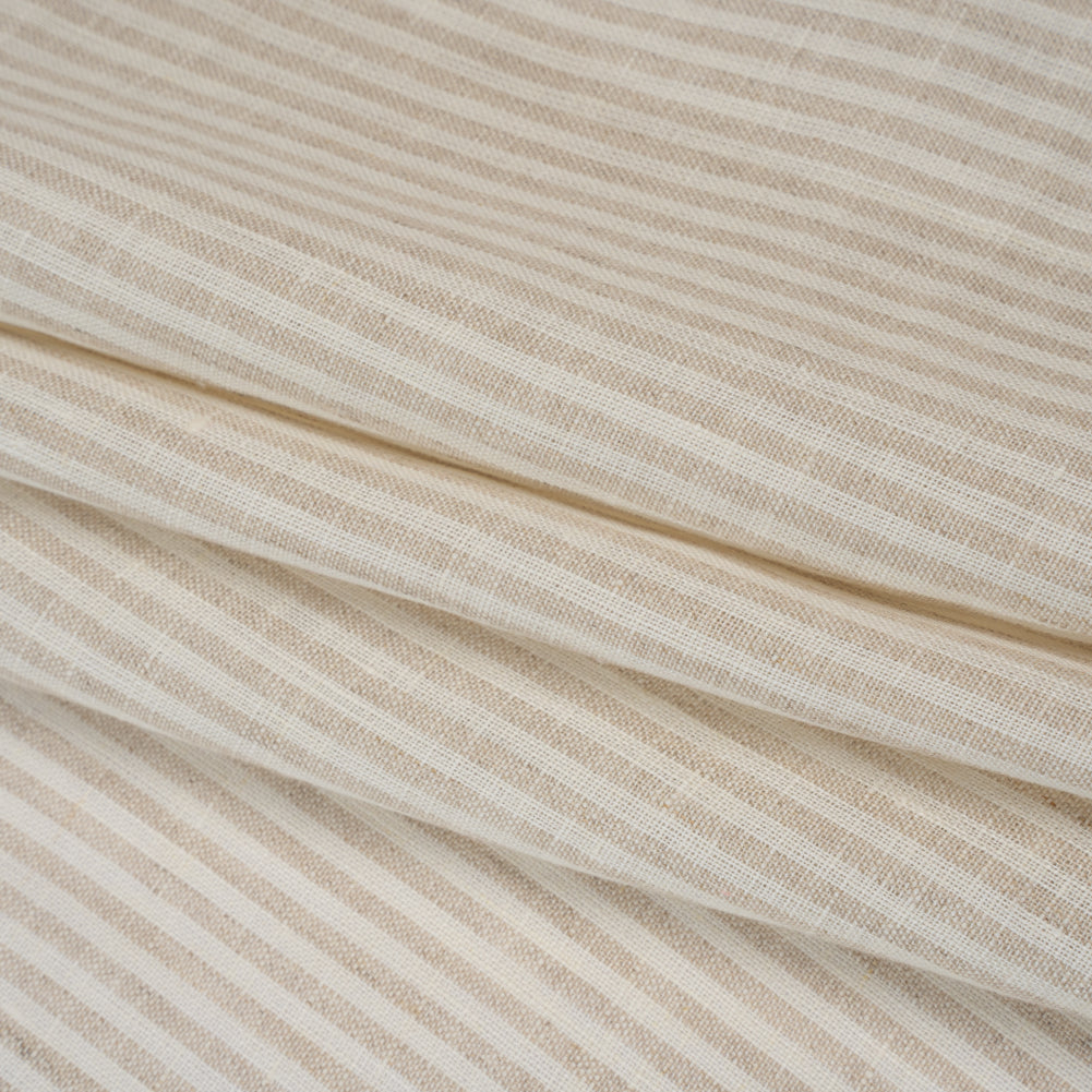 Lightweight Linen Woven - Natural and Beige Candy Stripes - Famous Australian Designer Deadstock Lightweight Linen Woven - Natural and Beige Candy Stripes - Famous Australian Designer Deadstock
