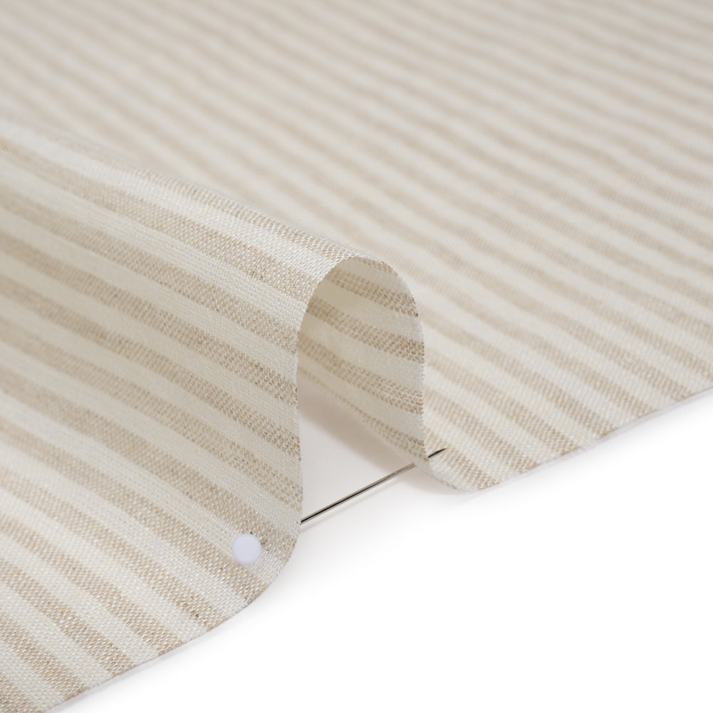 Lightweight Linen Woven - Natural and Beige Candy Stripes - Famous Australian Designer Deadstock Lightweight Linen Woven - Natural and Beige Candy Stripes - Famous Australian Designer Deadstock