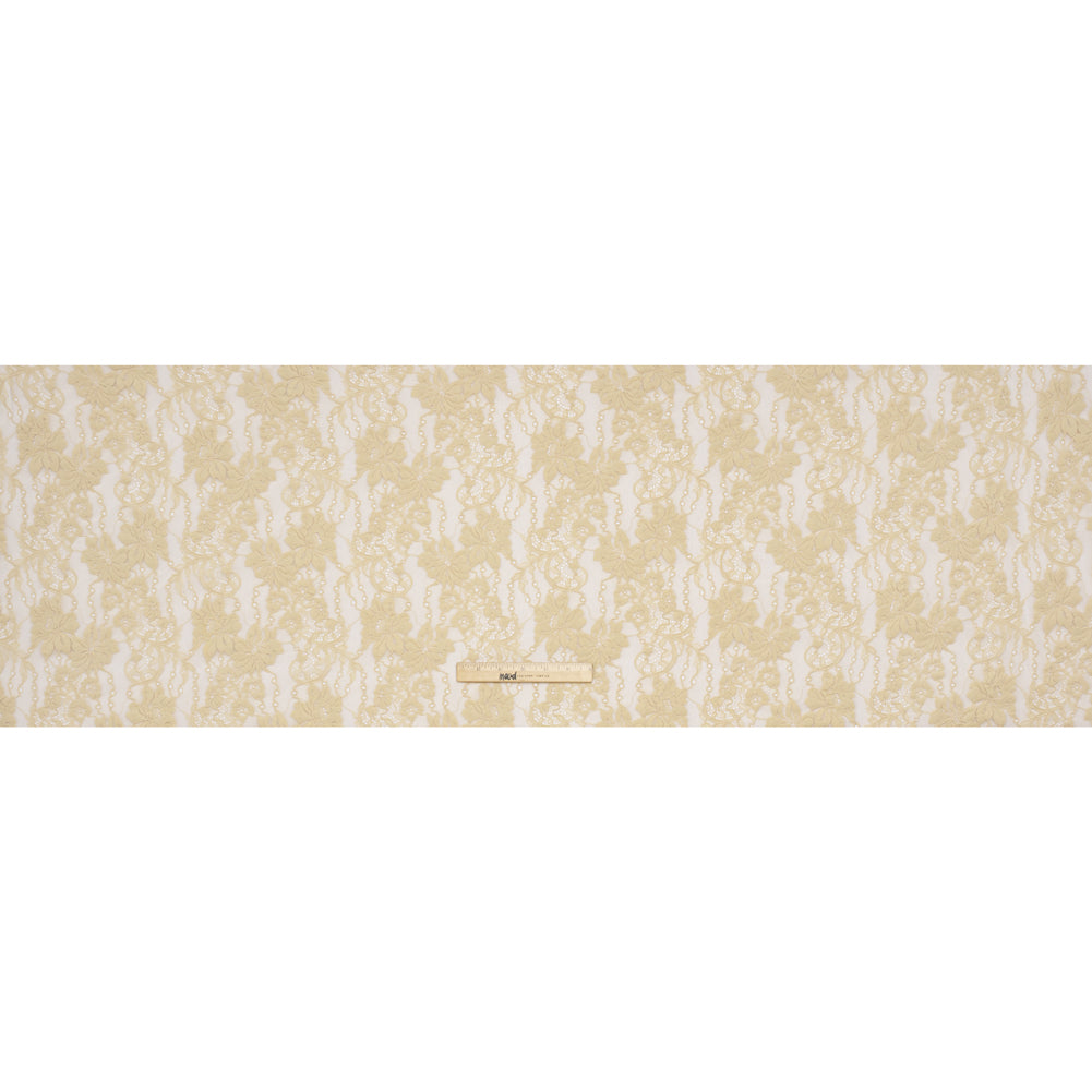 Stretch Corded Lace - Parchment Floral - Famous Australian Designer Deadstock Stretch Corded Lace - Parchment Floral - Famous Australian Designer Deadstock