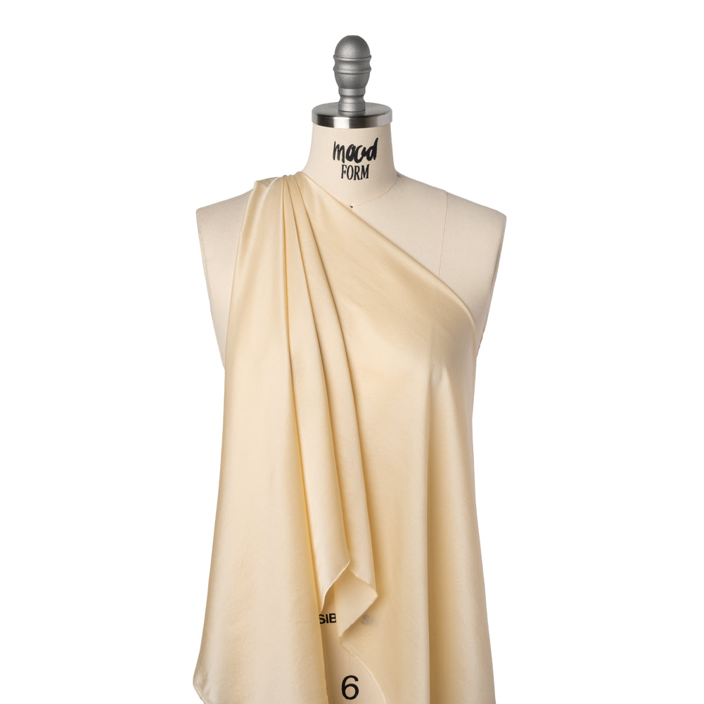 Satin Faced Silk Chiffon - Cream - Famous Australian Designer Deadstock Satin Faced Silk Chiffon - Cream - Famous Australian Designer Deadstock