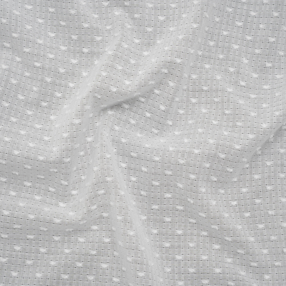 Swiss Dot Gridded Cotton Voile - White - Famous Australian Designer Deadstock Swiss Dot Gridded Cotton Voile - White - Famous Australian Designer Deadstock