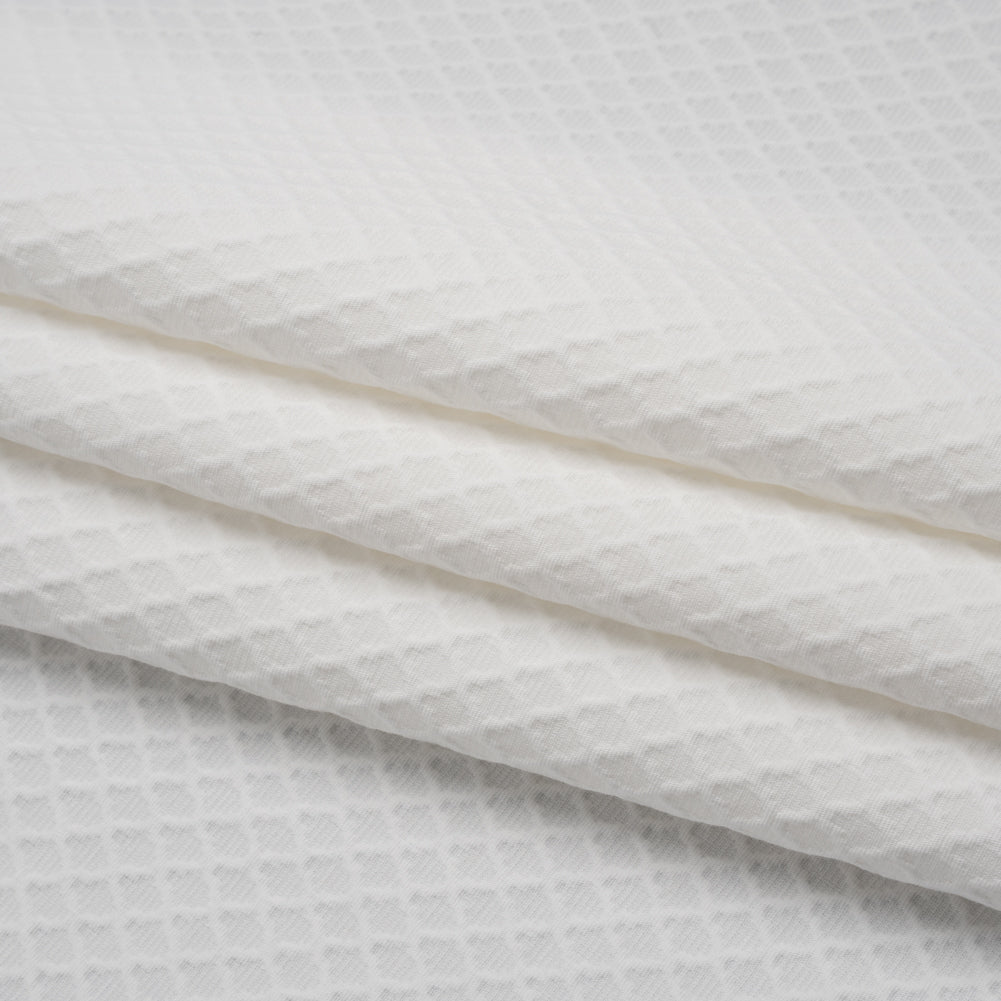 Stretch Cotton Jacquard - White Diamond Lattice - Famous Australian Designer Deadstock Stretch Cotton Jacquard - White Diamond Lattice - Famous Australian Designer Deadstock