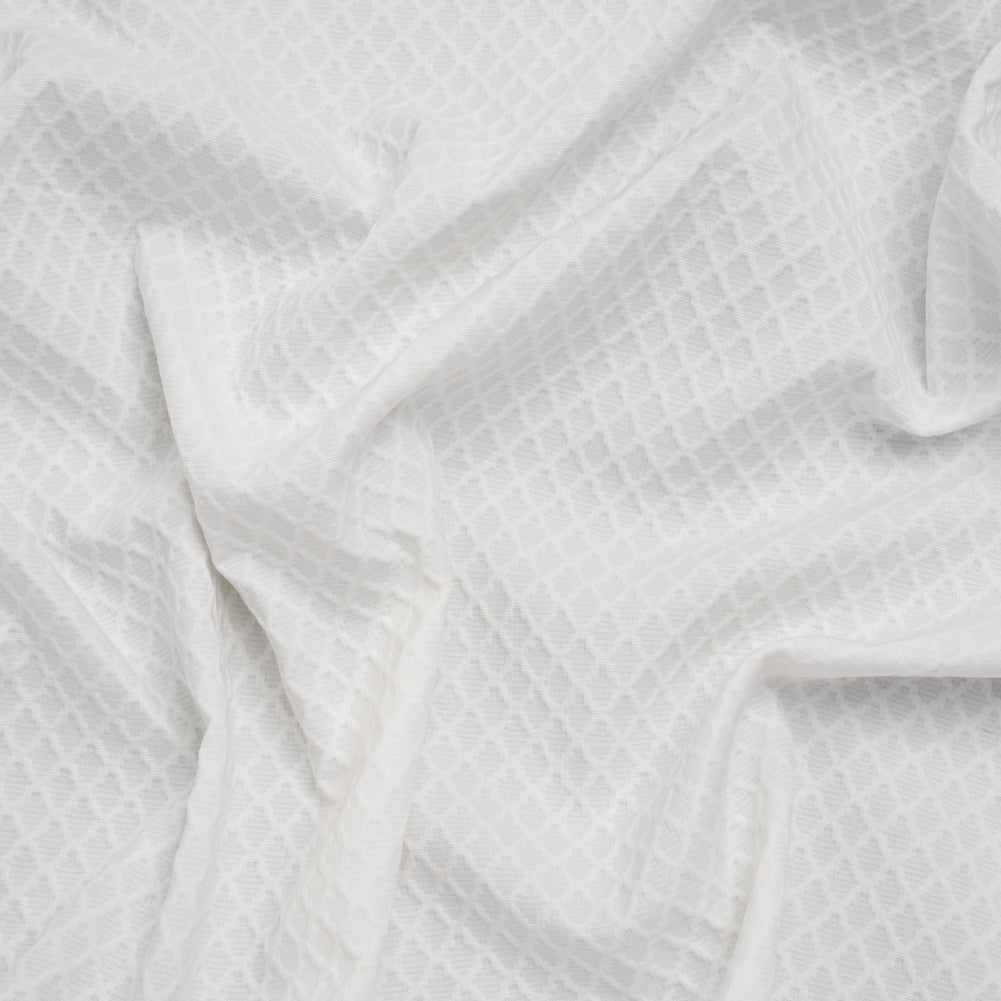 Stretch Cotton Jacquard - White Diamond Lattice - Famous Australian Designer Deadstock Stretch Cotton Jacquard - White Diamond Lattice - Famous Australian Designer Deadstock