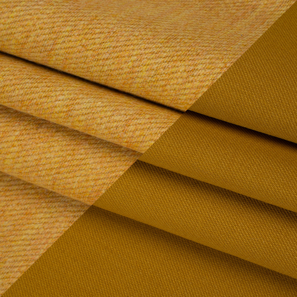 Stretch Blended Virgin Wool and Recycled Polyester Twill Coating - Yellow Ochre Tweed - Famous Australian Designer Deadstock Stretch Blended Virgin Wool and Recycled Polyester Twill Coating - Yellow Ochre Tweed - Famous Australian Designer Deadstock