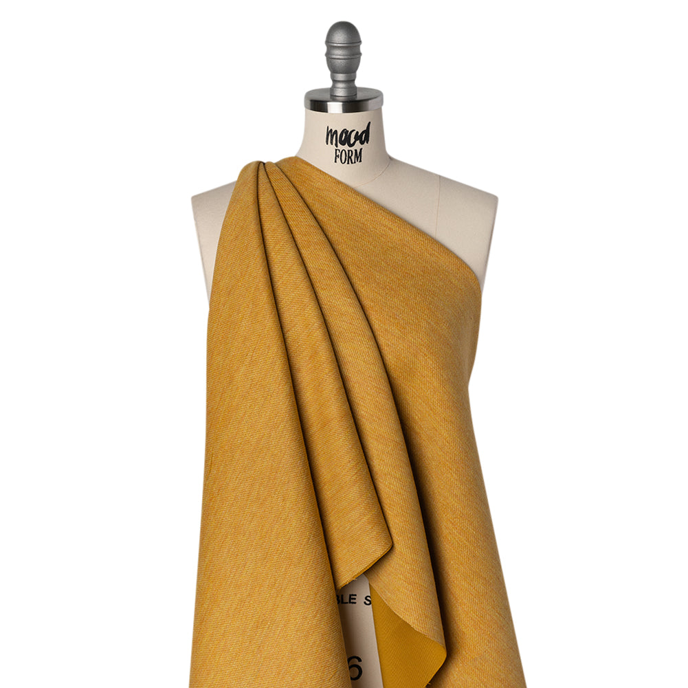 Stretch Blended Virgin Wool and Recycled Polyester Twill Coating - Yellow Ochre Tweed - Famous Australian Designer Deadstock Stretch Blended Virgin Wool and Recycled Polyester Twill Coating - Yellow Ochre Tweed - Famous Australian Designer Deadstock