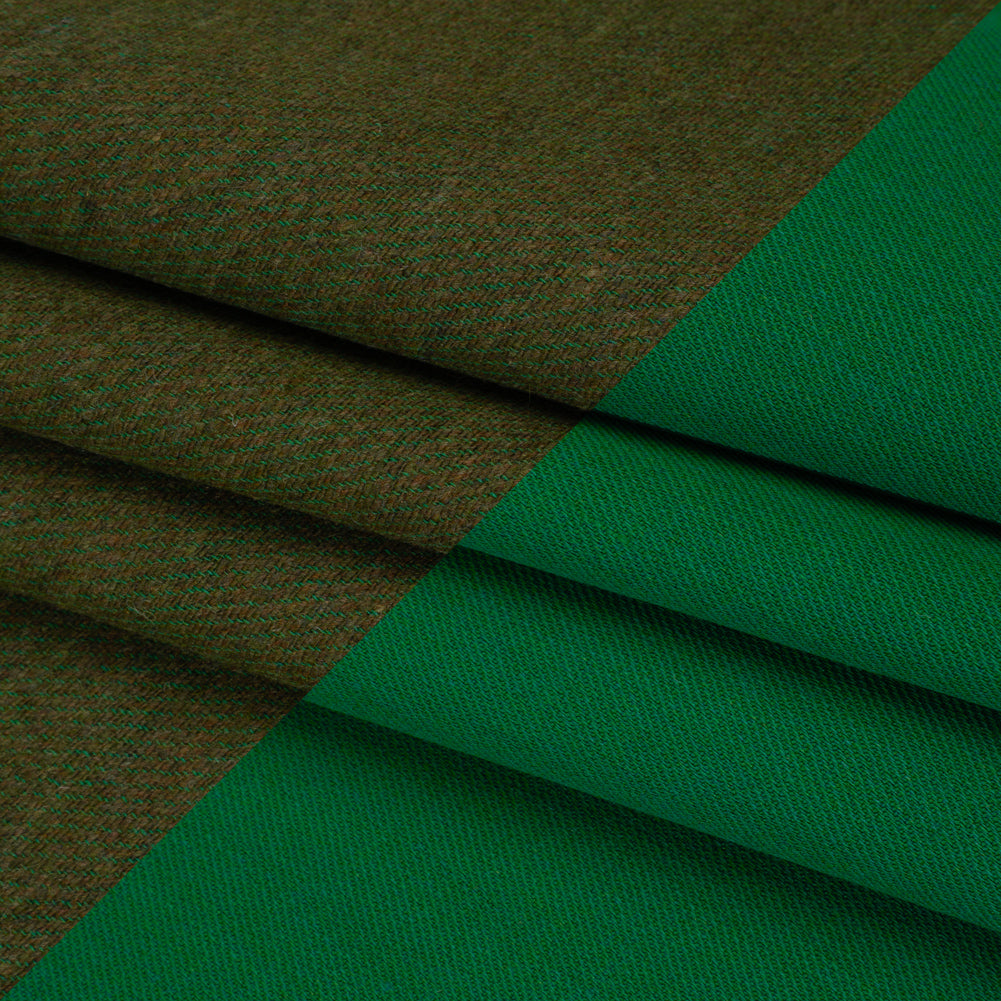 Stretch Blended Virgin Wool and Recycled Polyester Twill Coating - Green Tweed - Famous Australian Designer Deadstock Stretch Blended Virgin Wool and Recycled Polyester Twill Coating - Green Tweed - Famous Australian Designer Deadstock