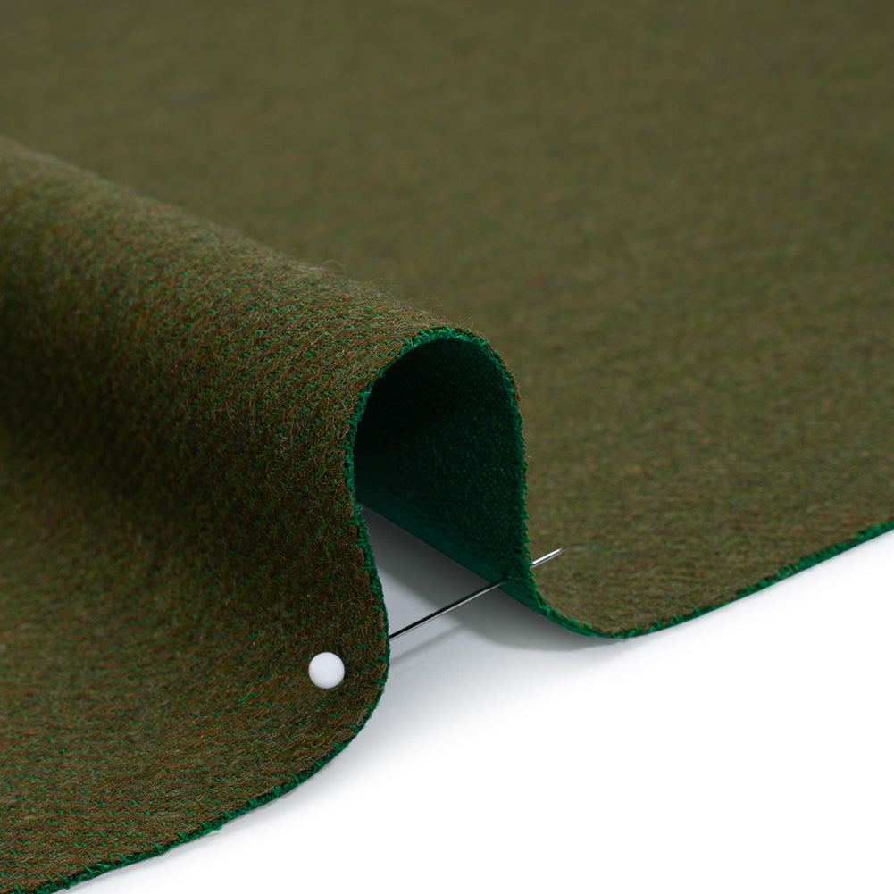 Stretch Blended Virgin Wool and Recycled Polyester Twill Coating - Green Tweed - Famous Australian Designer Deadstock Stretch Blended Virgin Wool and Recycled Polyester Twill Coating - Green Tweed - Famous Australian Designer Deadstock