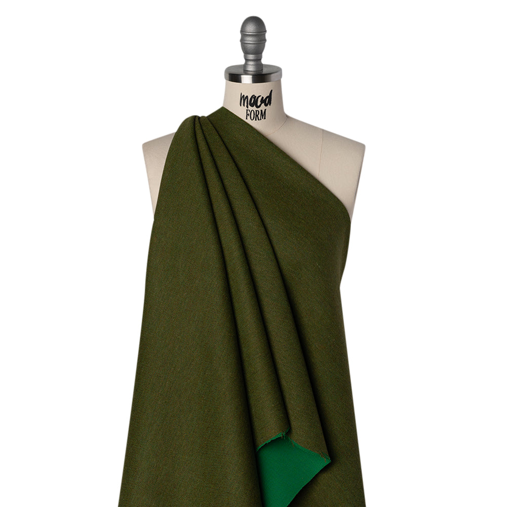 Stretch Blended Virgin Wool and Recycled Polyester Twill Coating - Green Tweed - Famous Australian Designer Deadstock Stretch Blended Virgin Wool and Recycled Polyester Twill Coating - Green Tweed - Famous Australian Designer Deadstock