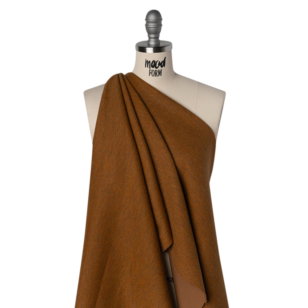 Stretch Blended Virgin Wool and Recycled Polyester Twill Coating - Caramel Brown Tweed - Famous Australian Designer Deadstock Stretch Blended Virgin Wool and Recycled Polyester Twill Coating - Caramel Brown Tweed - Famous Australian Designer Deadstock