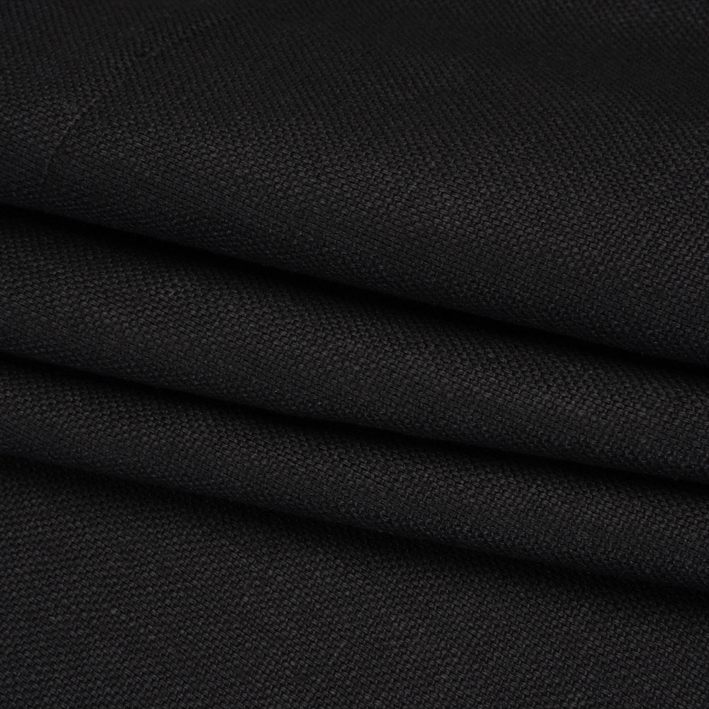 Linen Basketweave - Black - Famous Australian Designer Deadstock Linen Basketweave - Black - Famous Australian Designer Deadstock