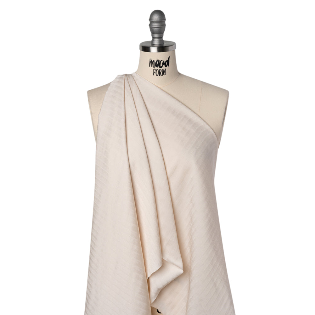 Fluid Rayon Twill - Cream Herringbone Stripes - Famous Australian Designer Deadstock Fluid Rayon Twill - Cream Herringbone Stripes - Famous Australian Designer Deadstock