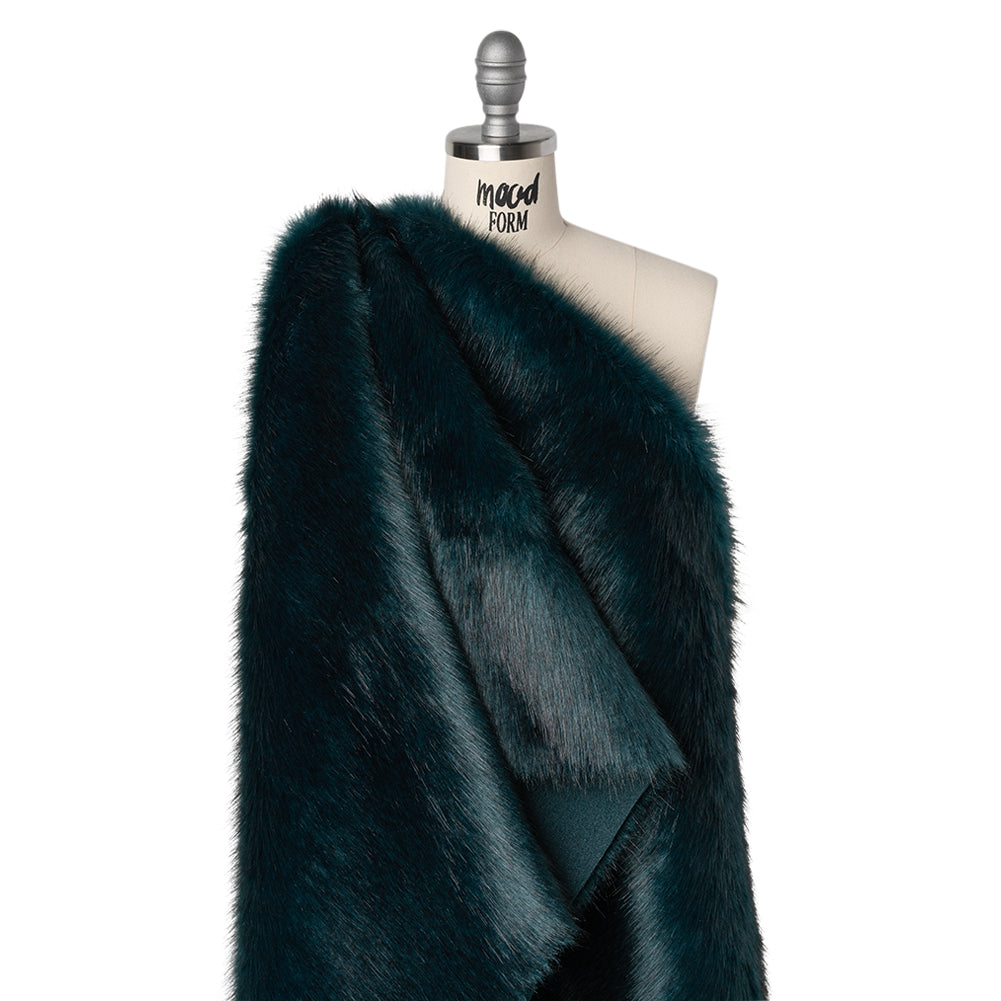 Plush Medium Pile Faux Fur - Dark Teal - Famous Australian Designer Deadstock Plush Medium Pile Faux Fur - Dark Teal - Famous Australian Designer Deadstock