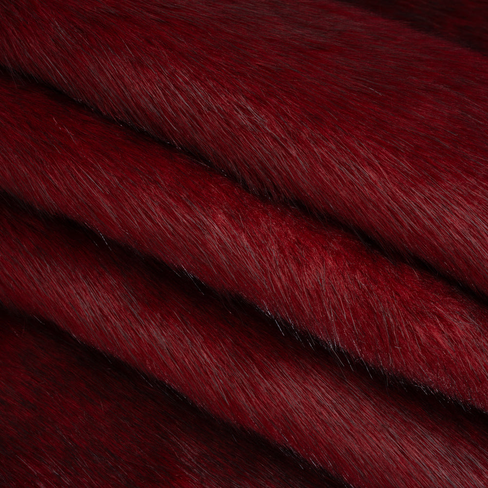 Plush Medium Pile Faux Fur - Dark Red - Famous Australian Designer Deadstock Plush Medium Pile Faux Fur - Dark Red - Famous Australian Designer Deadstock