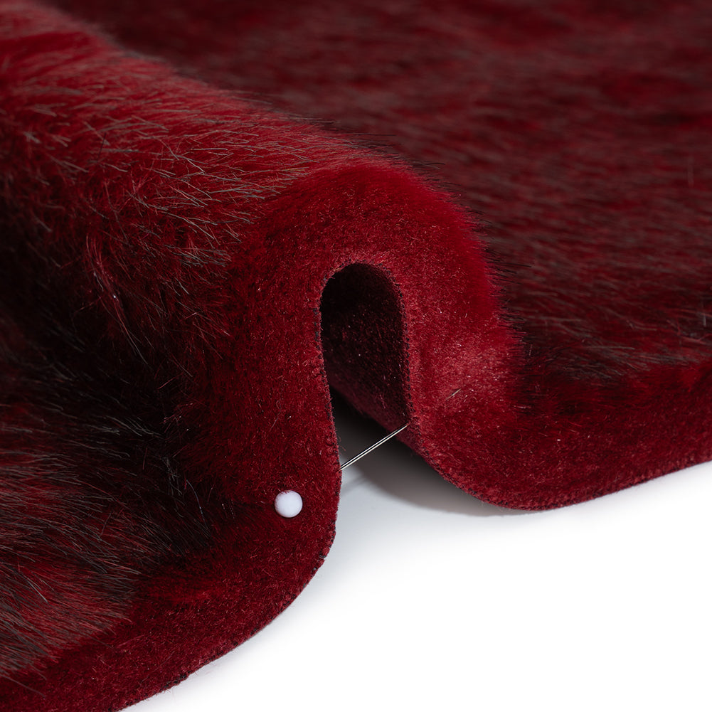 Plush Medium Pile Faux Fur - Dark Red - Famous Australian Designer Deadstock Plush Medium Pile Faux Fur - Dark Red - Famous Australian Designer Deadstock