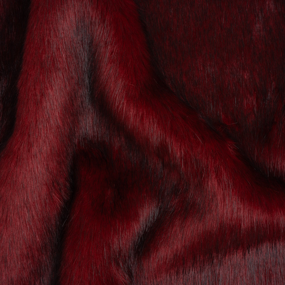 Plush Medium Pile Faux Fur - Dark Red - Famous Australian Designer Deadstock Plush Medium Pile Faux Fur - Dark Red - Famous Australian Designer Deadstock