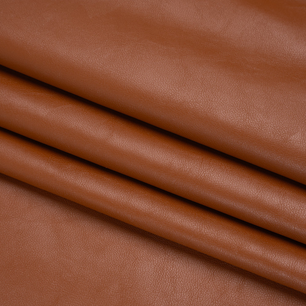 Stretch Faux Leather with Brushed Faux Suede Backing - Glazed Ginger Brown - Famous Australian Designer Deadstock Stretch Faux Leather with Brushed Faux Suede Backing - Glazed Ginger Brown - Famous Australian Designer Deadstock