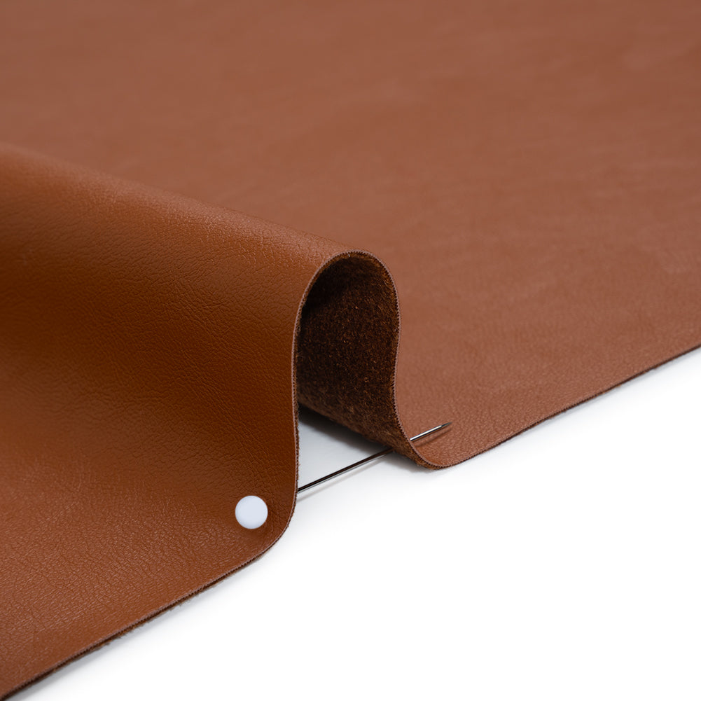 Stretch Faux Leather with Brushed Faux Suede Backing - Glazed Ginger Brown - Famous Australian Designer Deadstock Stretch Faux Leather with Brushed Faux Suede Backing - Glazed Ginger Brown - Famous Australian Designer Deadstock