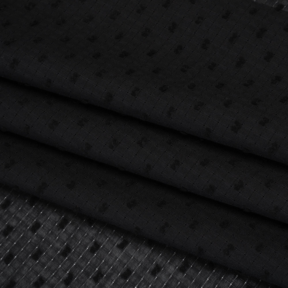 Swiss Dot Gridded Cotton Voile - Black - Famous Australian Designer Deadstock Swiss Dot Gridded Cotton Voile - Black - Famous Australian Designer Deadstock