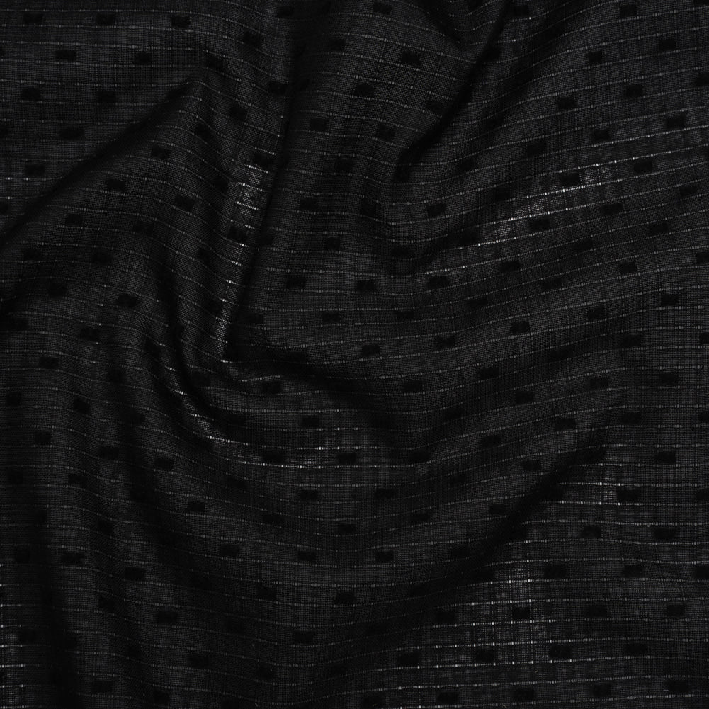 Swiss Dot Gridded Cotton Voile - Black - Famous Australian Designer Deadstock Swiss Dot Gridded Cotton Voile - Black - Famous Australian Designer Deadstock