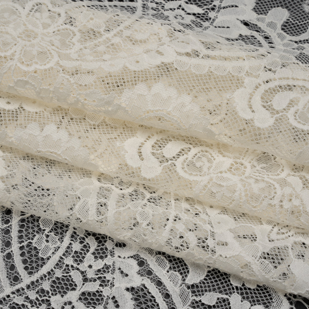 Cotton Blend Re-Embroidered Lace - Cream Floral Paisley - Famous Australian Designer Deadstock Cotton Blend Re-Embroidered Lace - Cream Floral Paisley - Famous Australian Designer Deadstock