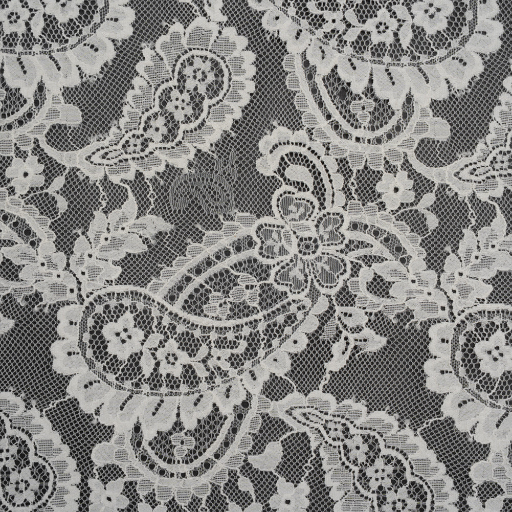Cotton Blend Re-Embroidered Lace - Cream Floral Paisley - Famous Australian Designer Deadstock Cotton Blend Re-Embroidered Lace - Cream Floral Paisley - Famous Australian Designer Deadstock