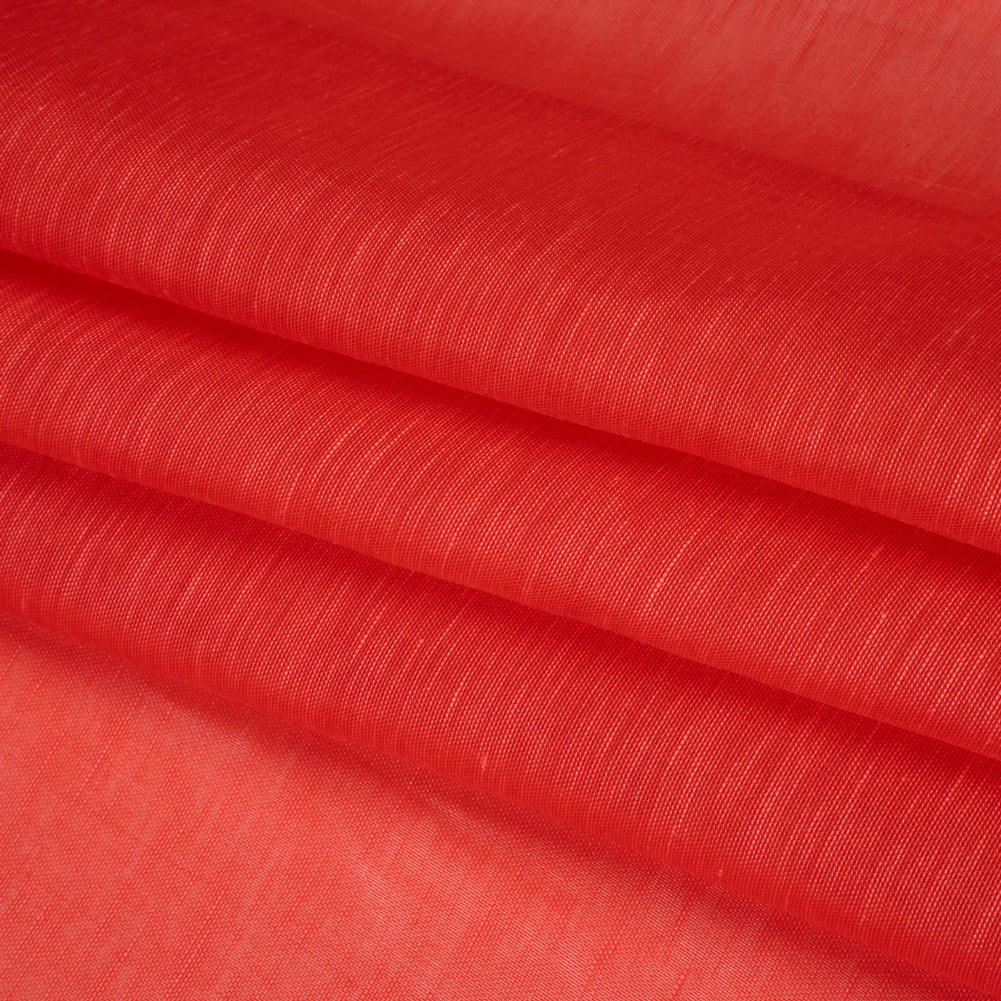 Linen and Silk Scrim - Watermelon Red - Famous Australian Designer Deadstock Linen and Silk Scrim - Watermelon Red - Famous Australian Designer Deadstock