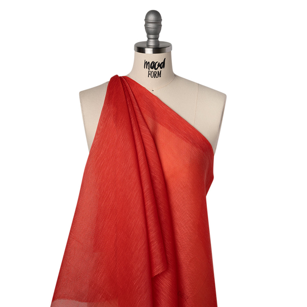 Linen and Silk Scrim - Watermelon Red - Famous Australian Designer Deadstock Linen and Silk Scrim - Watermelon Red - Famous Australian Designer Deadstock