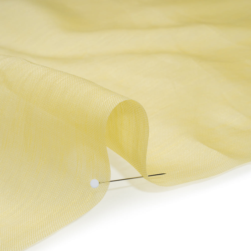 Linen and Silk Scrim - Light Lemon - Famous Australian Designer Deadstock Linen and Silk Scrim - Light Lemon - Famous Australian Designer Deadstock