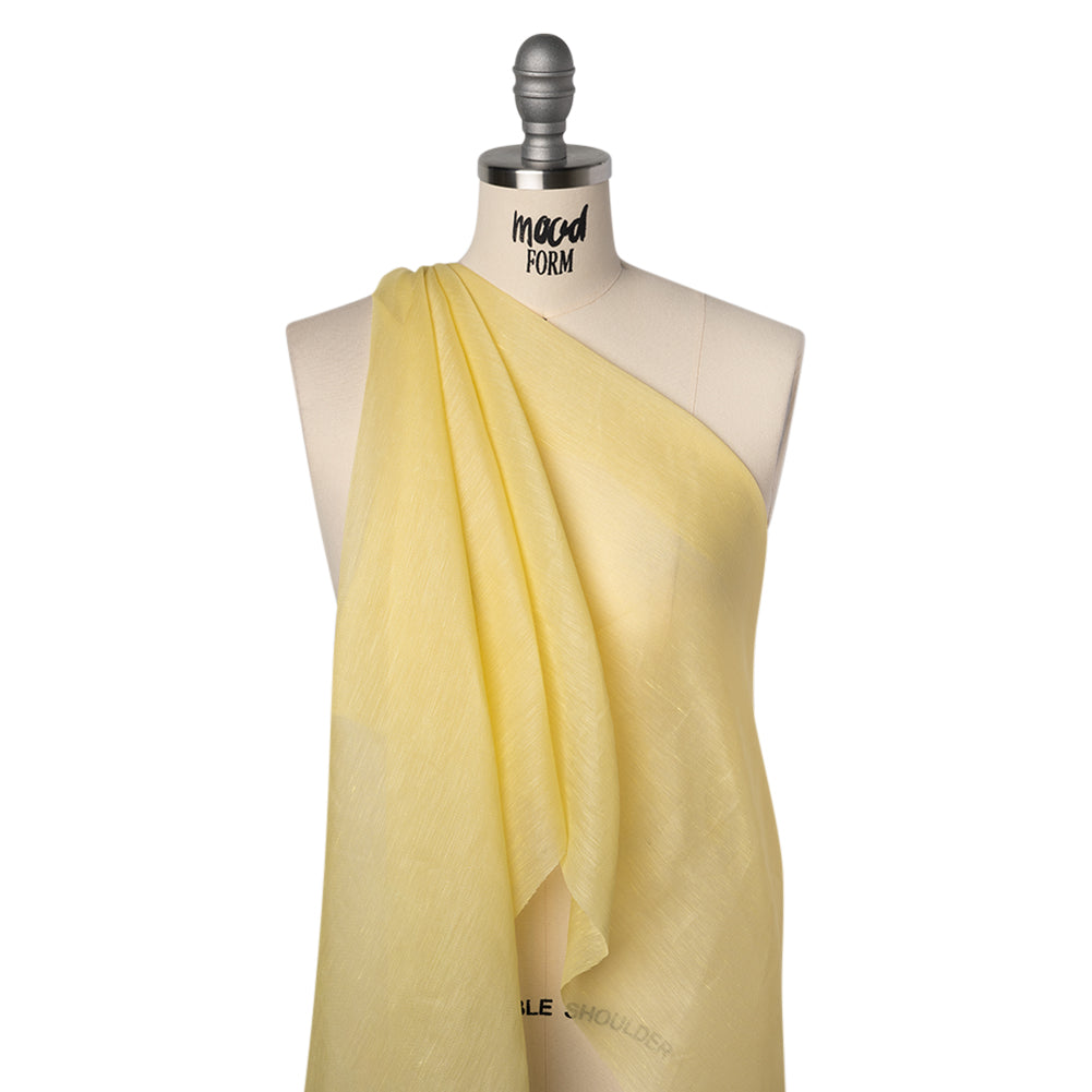 Linen and Silk Scrim - Light Lemon - Famous Australian Designer Deadstock Linen and Silk Scrim - Light Lemon - Famous Australian Designer Deadstock