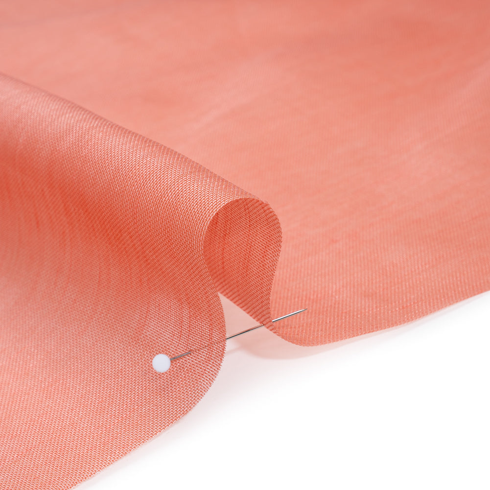 Linen and Silk Scrim - Guava Pink - Famous Australian Designer Deadstock Linen and Silk Scrim - Guava Pink - Famous Australian Designer Deadstock