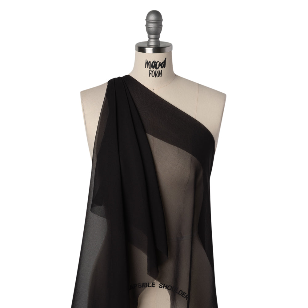 Silk Chiffon - Black - Famous Australian Designer Deadstock Silk Chiffon - Black - Famous Australian Designer Deadstock