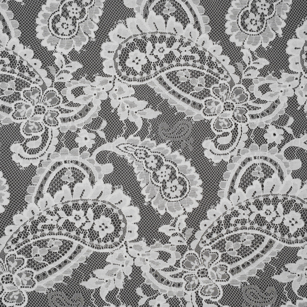 Cotton Blend Re-Embroidered Lace - Cloud Dancer Paisley and Floral - Famous Australian Designer Deadstock Cotton Blend Re-Embroidered Lace - Cloud Dancer Paisley and Floral - Famous Australian Designer Deadstock