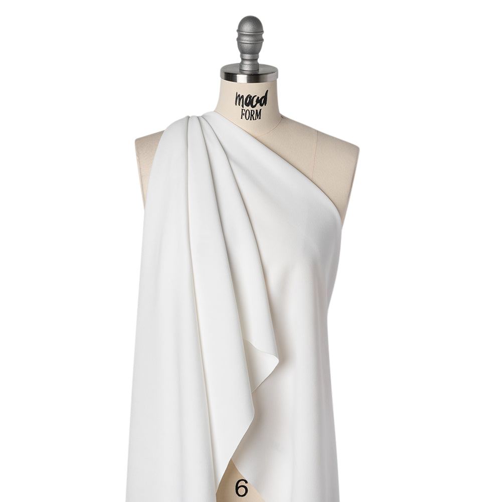 Stretch Polyester Crepe Double Knit - Snow White - Designer Deadstock Stretch Polyester Crepe Double Knit - Snow White - Designer Deadstock