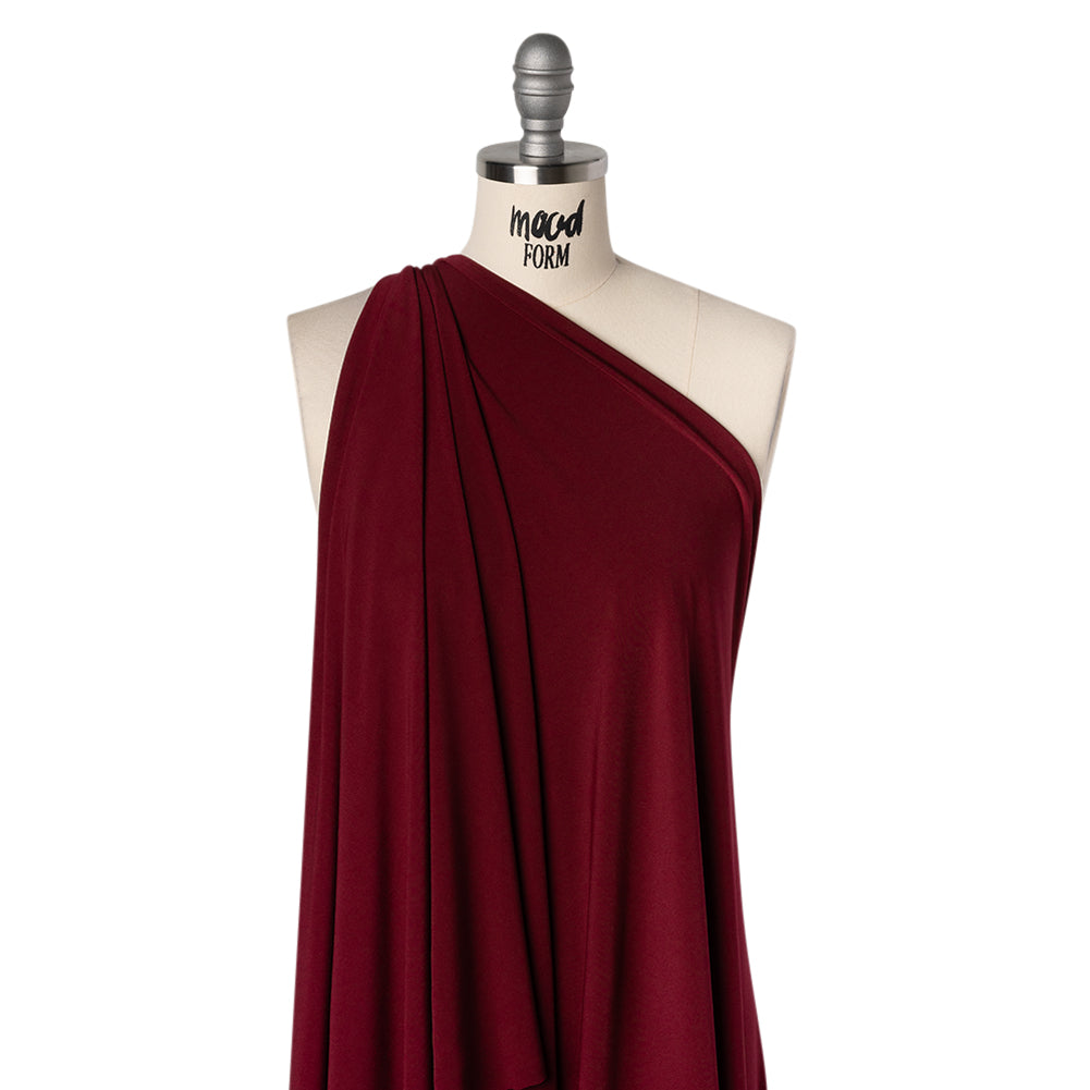 Stretch Polyester Tricot - Wine Red - Designer Deadstock Stretch Polyester Tricot - Wine Red - Designer Deadstock