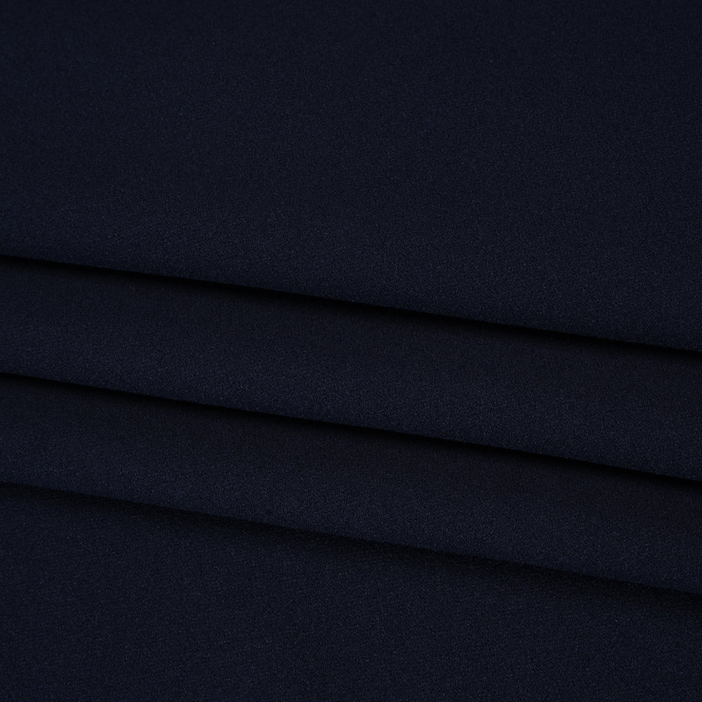 Stretch Polyester Crepe Double Knit - Midnight Navy - Designer Deadstock Folded Stretch Polyester Crepe Double Knit - Midnight Navy - Designer Deadstock Folded