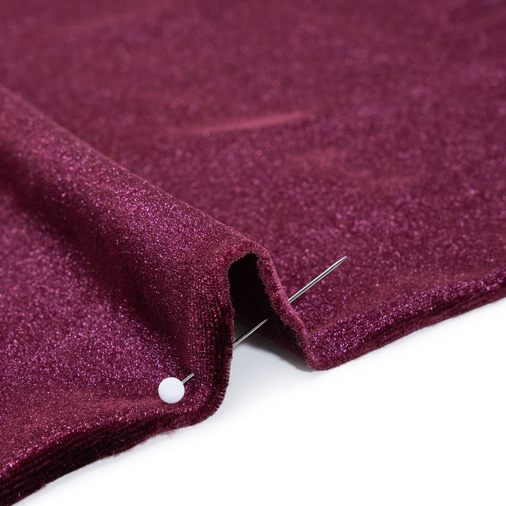 Stretch Polyester Velour - Aubergine - Designer Deadstock Detail Stretch Polyester Velour - Aubergine - Designer Deadstock Detail