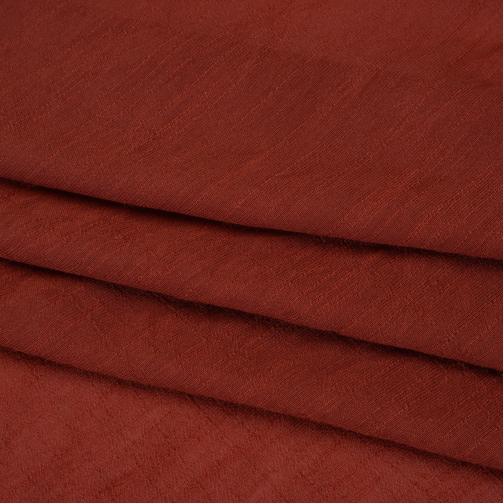 Textured Polyester and Rayon Gauzy Woven - Brick Red - Designer Deadstock Textured Polyester and Rayon Gauzy Woven - Brick Red - Designer Deadstock