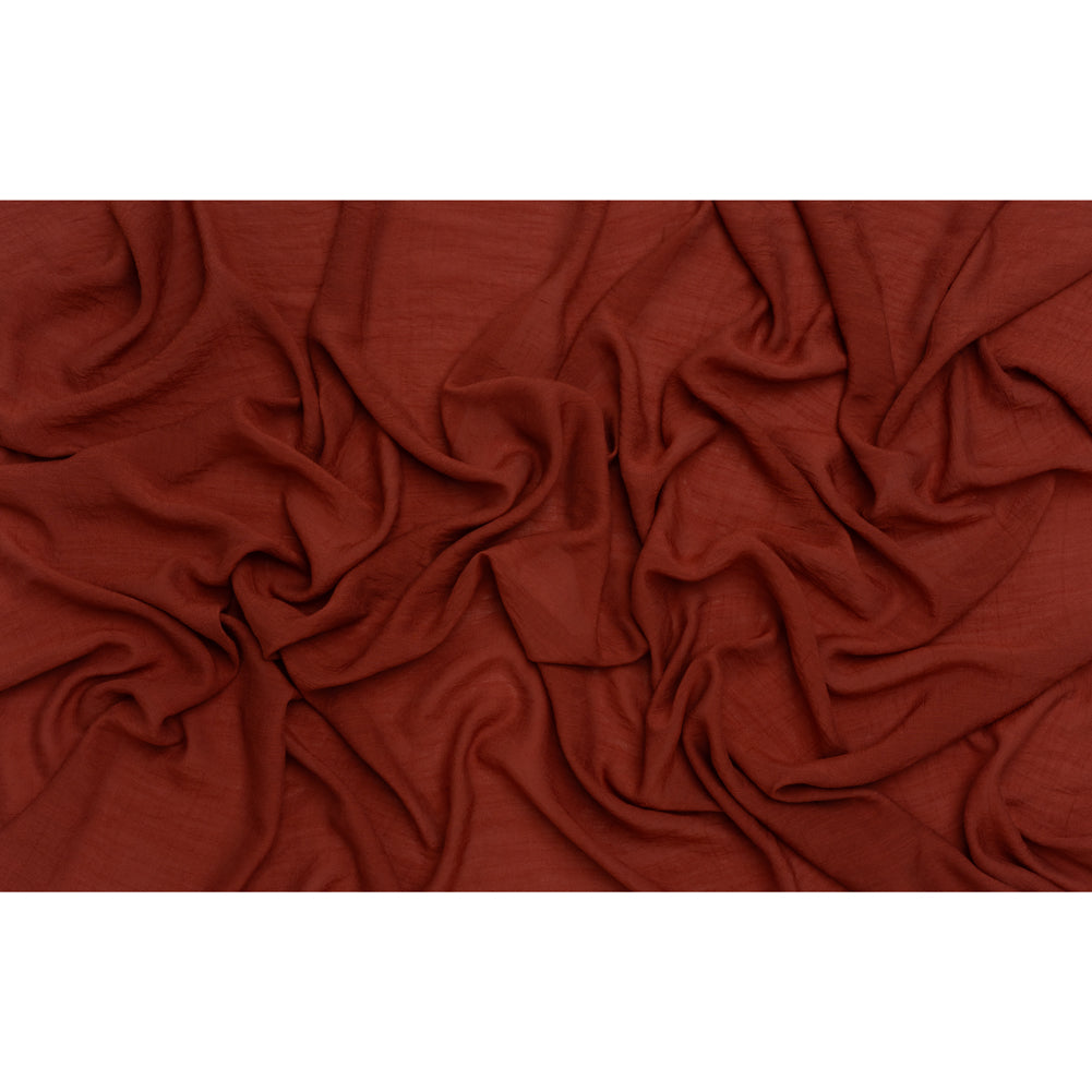 Textured Polyester and Rayon Gauzy Woven - Brick Red - Designer Deadstock Textured Polyester and Rayon Gauzy Woven - Brick Red - Designer Deadstock