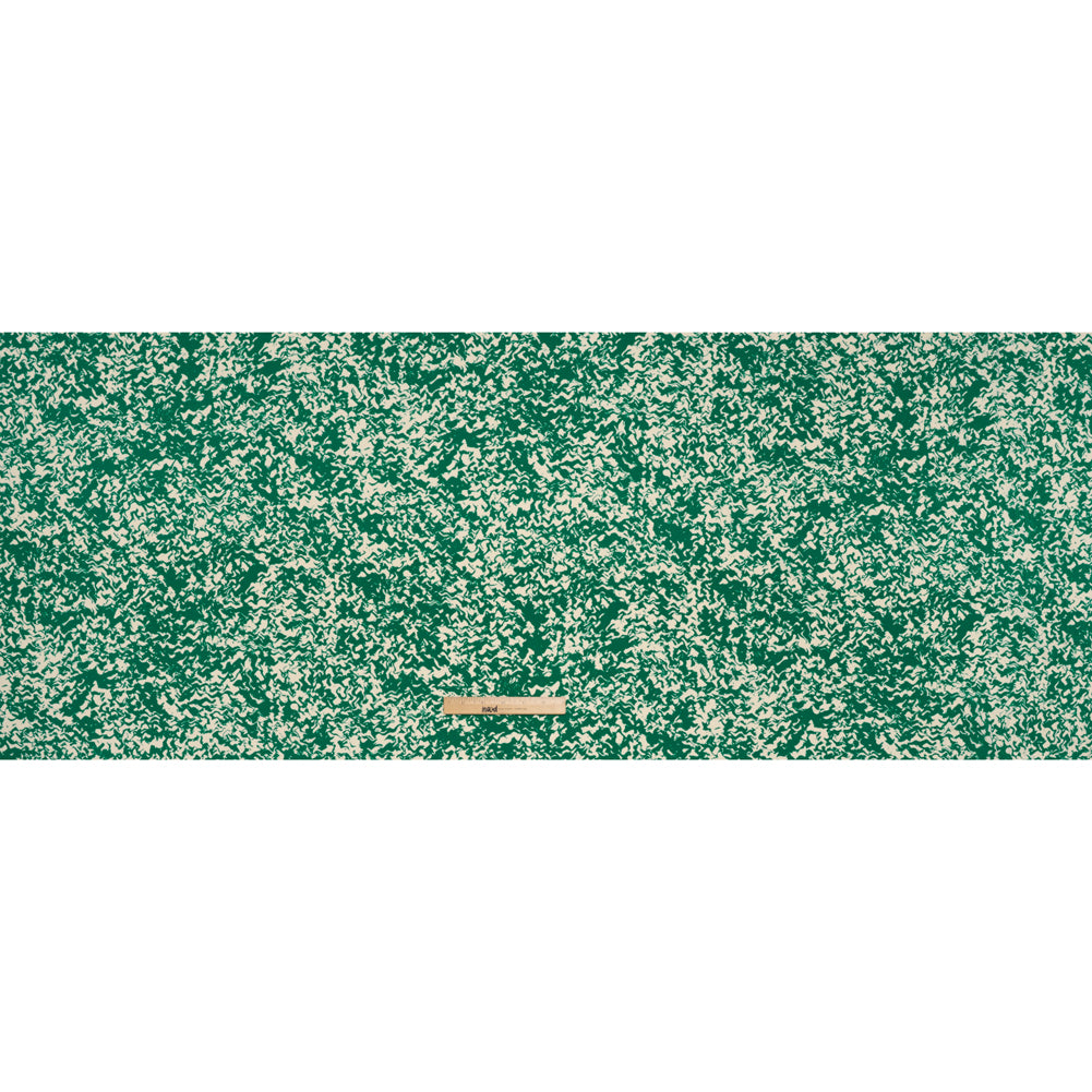 Stretch Polyester Tricot Print - Kelly Green and Cream Abstract Waves - Designer Deadstock Stretch Polyester Tricot Print - Kelly Green and Cream Abstract Waves - Designer Deadstock