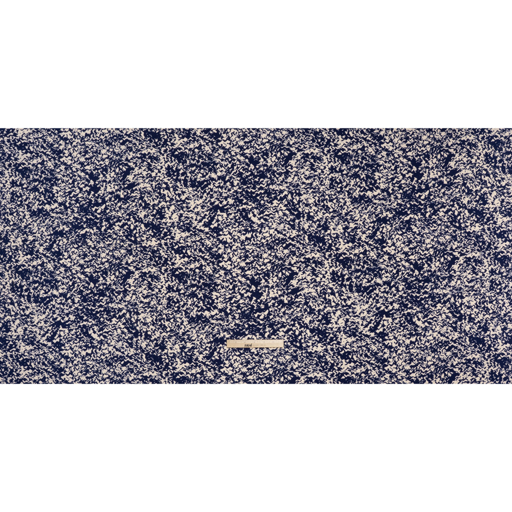 Stretch Polyester Tricot Print - Navy and Cream Abstract Waves - Designer Deadstock Stretch Polyester Tricot Print - Navy and Cream Abstract Waves - Designer Deadstock
