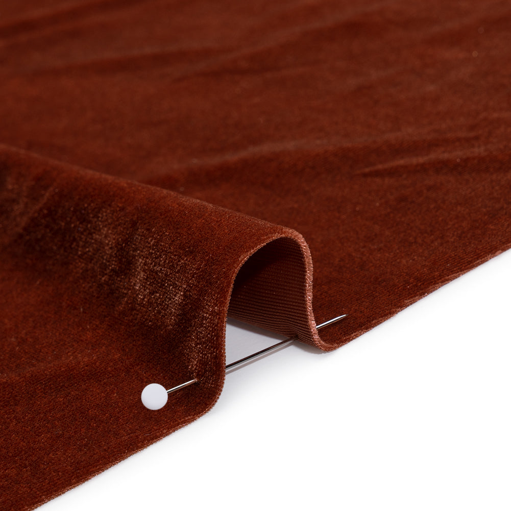 Stretch Polyester Velour - Cinnamon - Designer Deadstock Stretch Polyester Velour - Cinnamon - Designer Deadstock