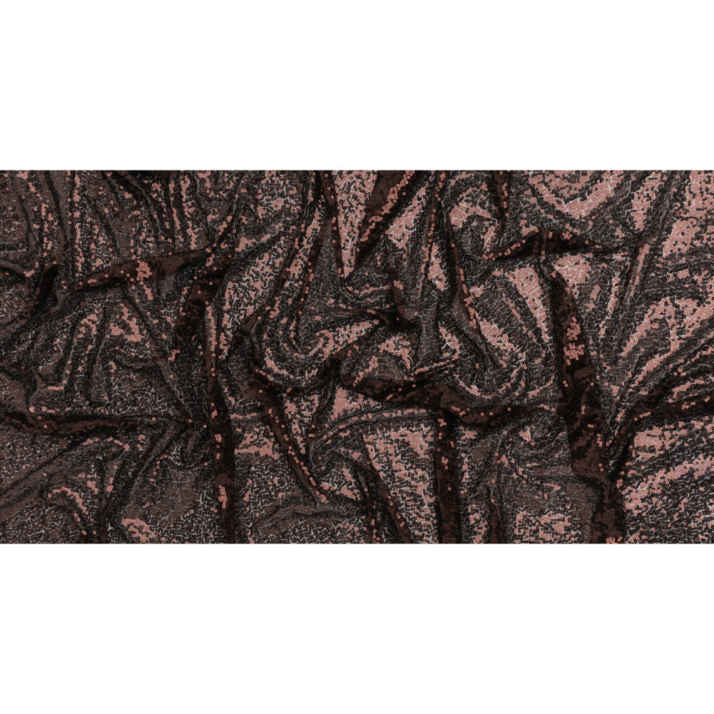 Sequined Polyester Tulle - Chocolate Brown Abstract Squiggles - Designer Deadstock Sequined Polyester Tulle - Chocolate Brown Abstract Squiggles - Designer Deadstock