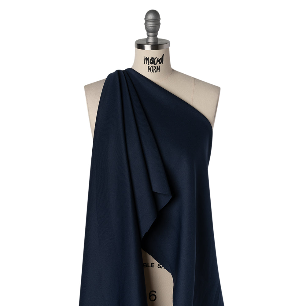Stretch Polyester Scuba Knit - Midnight Blue - Designer Deadstock Stretch Polyester Scuba Knit - Midnight Blue - Designer Deadstock