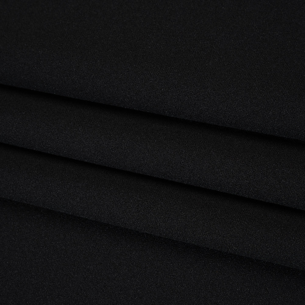 Stretch Polyester Crepe Double Knit - Black - Designer Deadstock Folded Stretch Polyester Crepe Double Knit - Black - Designer Deadstock Folded