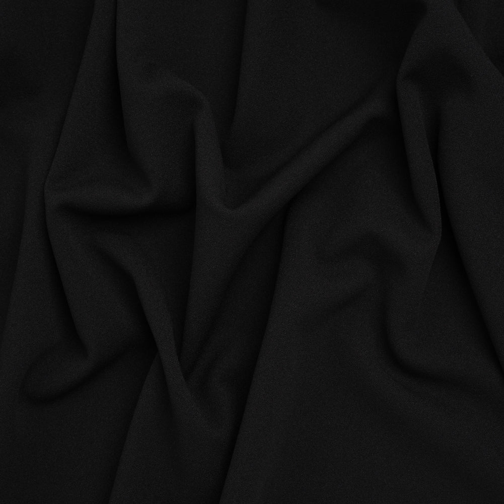 Stretch Polyester Crepe Double Knit - Black - Designer Deadstock Stretch Polyester Crepe Double Knit - Black - Designer Deadstock