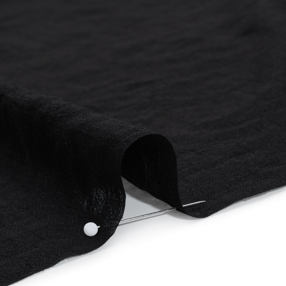 Textured Polyester and Rayon Gauzy Woven - Black - Designer Deadstock Textured Polyester and Rayon Gauzy Woven - Black - Designer Deadstock