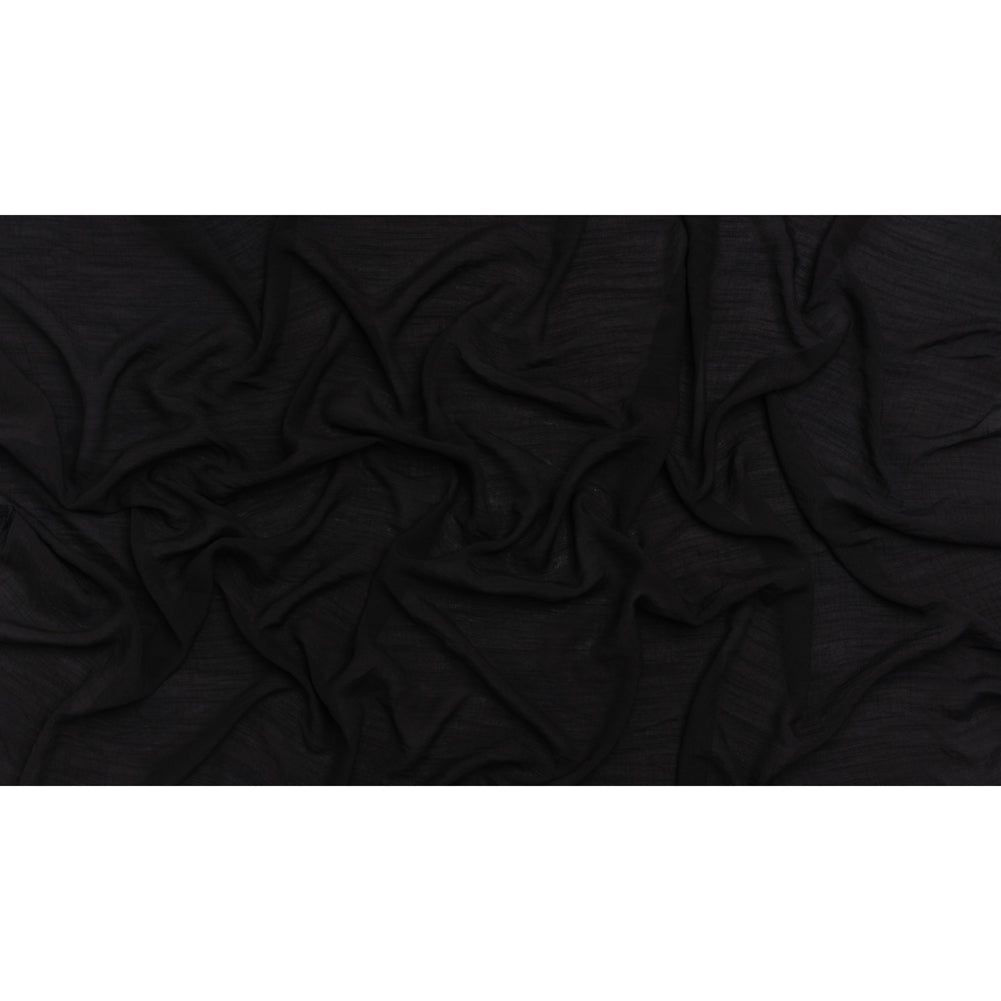 Textured Polyester and Rayon Gauzy Woven - Black - Designer Deadstock Textured Polyester and Rayon Gauzy Woven - Black - Designer Deadstock