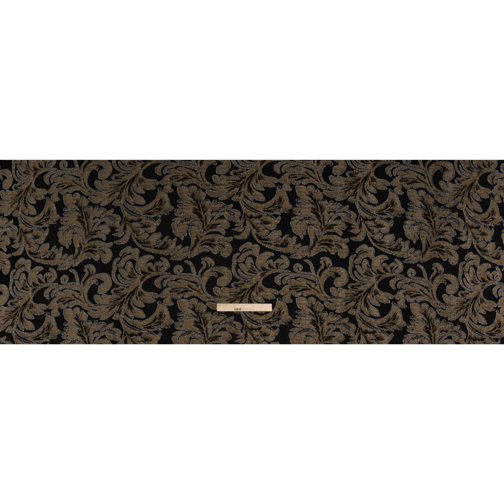 Metallic Nylon Knit - Black, Gold and Silver Floral - Designer Deadstock Metallic Nylon Knit - Black, Gold and Silver Floral - Designer Deadstock