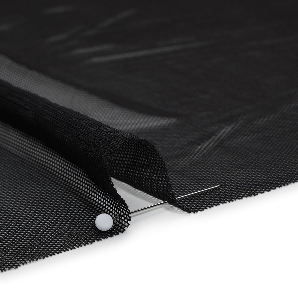 Stretch Polyester Mesh - Faded Black - Designer Deadstock Stretch Polyester Mesh - Faded Black - Designer Deadstock