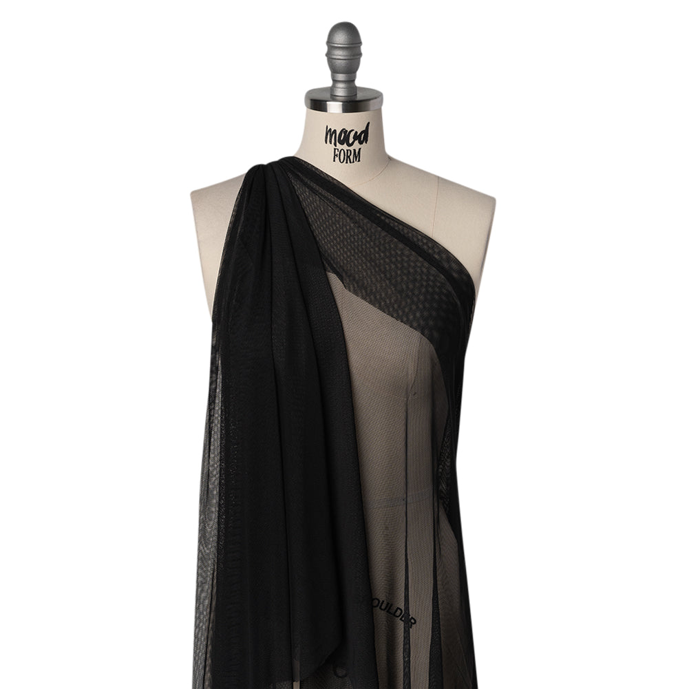 Stretch Polyester Mesh - Faded Black - Designer Deadstock Stretch Polyester Mesh - Faded Black - Designer Deadstock